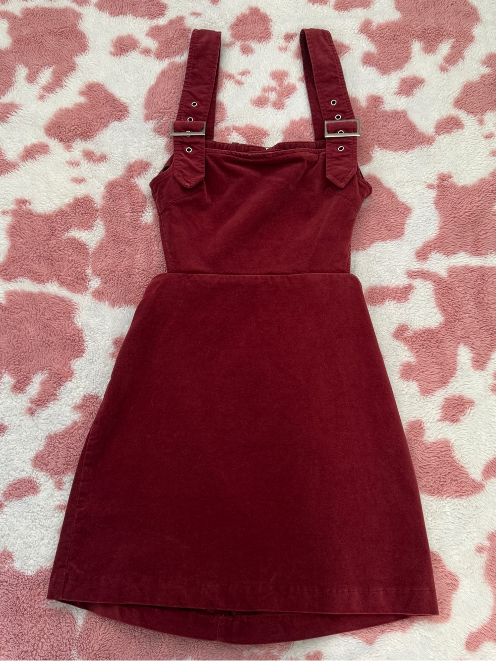 Ruby Red Velvet Buckle Strap Mini Dress | Forever 21 | Y2K Coquette Core Small